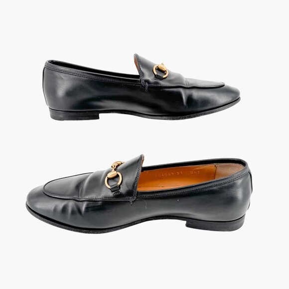 Gucci Jordaan Horsebit Loafer Flat Size 37 US 7 Black Leather Slip On Brixton - Picture 10 of 16